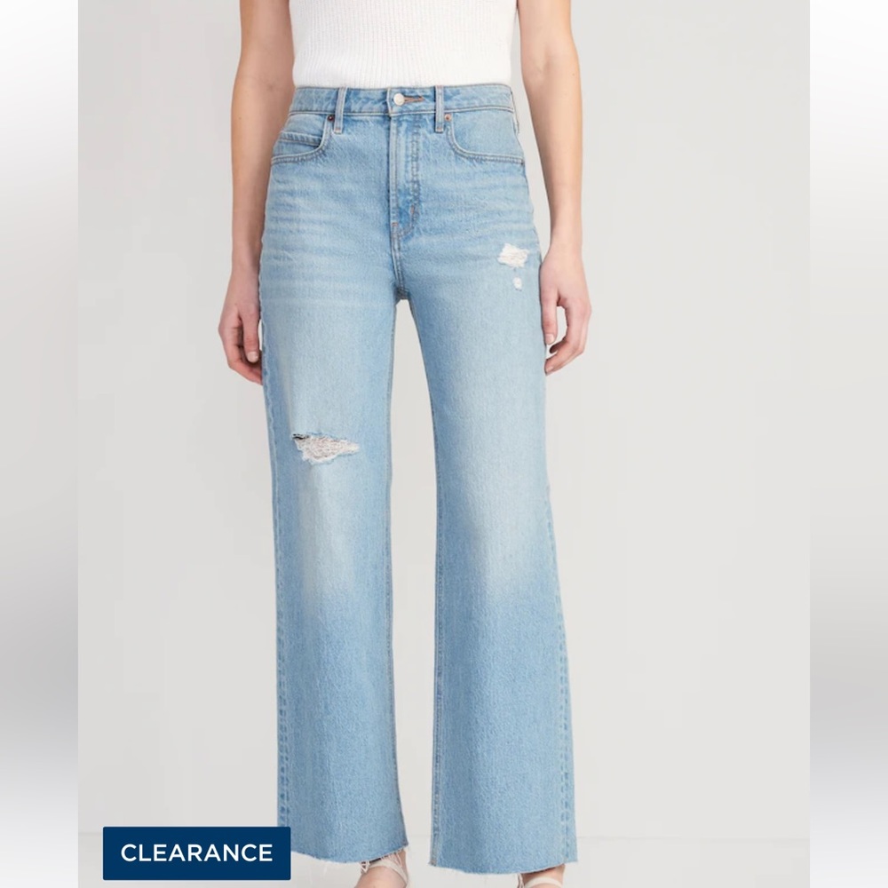 Extra High Waisted Cut-Off Wide Leg Jeans